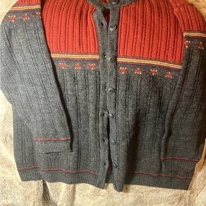 Chic Gray and Orange  Women's Cardigan Embroidery